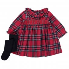 GX535: Red Checked Dress and Tights Outfit (0-18 Months)